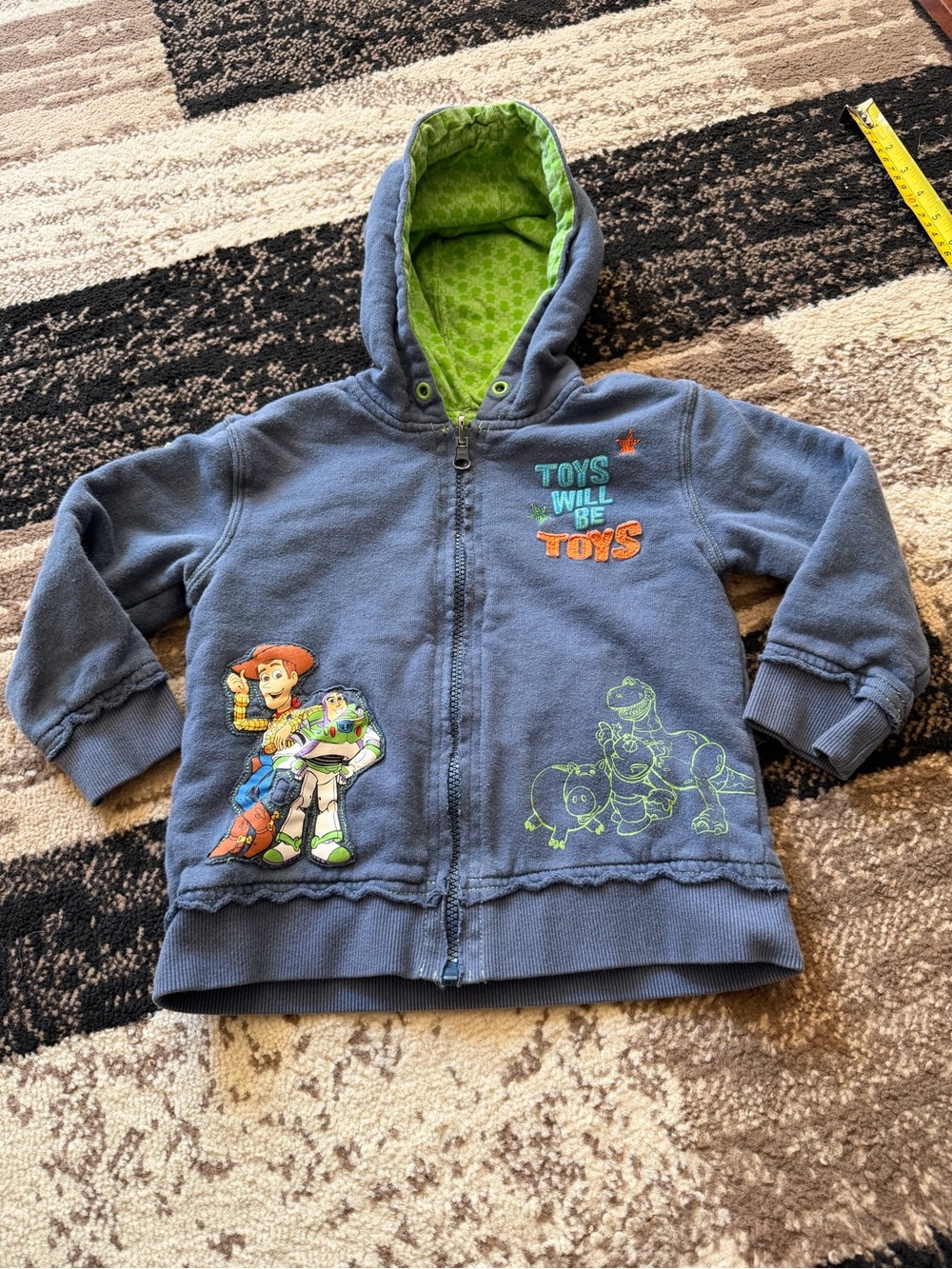 Disney Blue Kids Toy Story Hooded Zip Hoodie with Green Lining